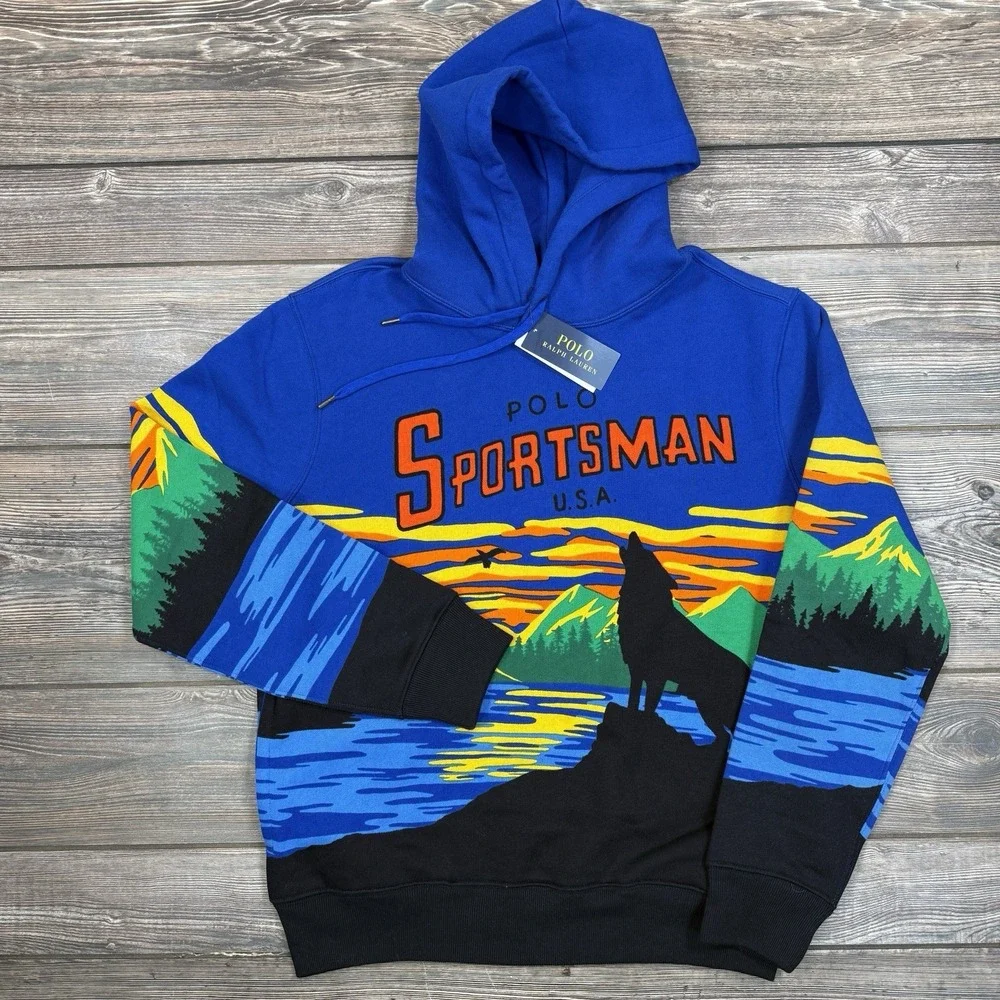 Polo Ralph Lauren Men's Sportsman Hoodie Wolf Expedition‎ Adventure MEDIUM NEW
